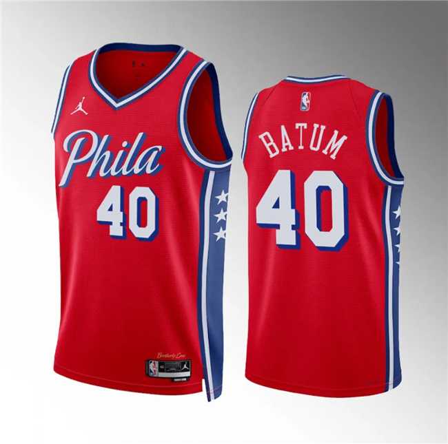 Mens Philadelphia 76ers #40 Nicolas Batum Red Statement Edition Stitched Jersey Dzhi->philadelphia 76ers->NBA Jersey